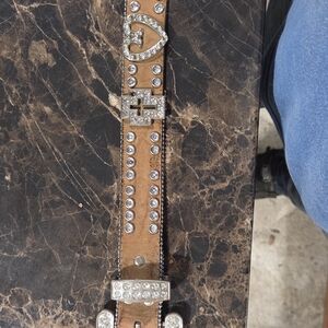 Brown Rhinestone Embellished Belt